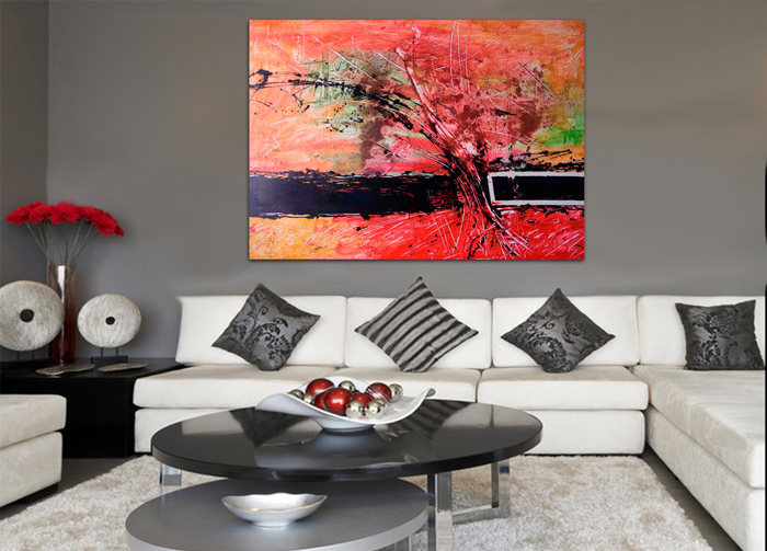 Tableau abstrait arbre couleur