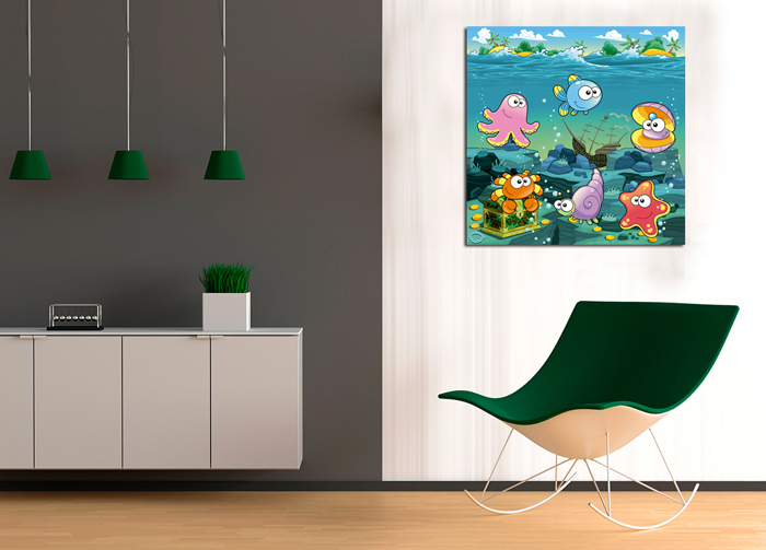 Tableau petits animaux mer
