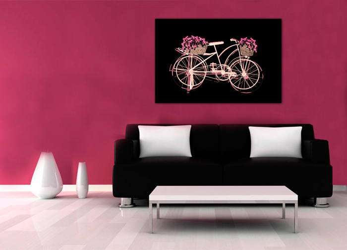Tableau vélo noir et rose
