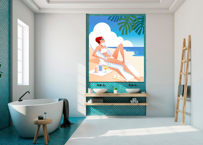 Tableau fille sur laplage