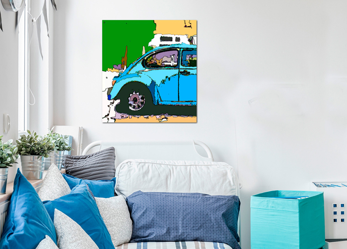 Tableau voiture pop bleu