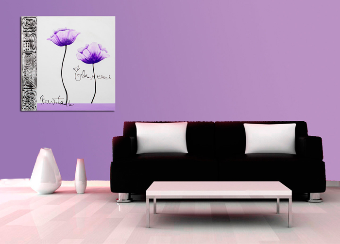 Tableau fleurs en violet