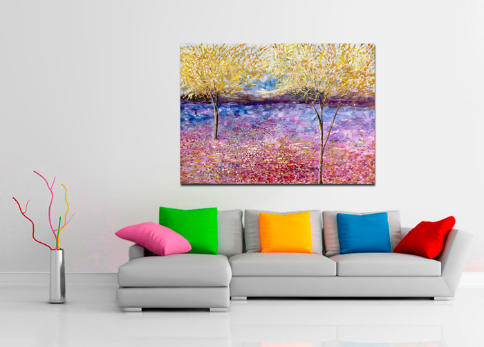 Tableau paysage violet