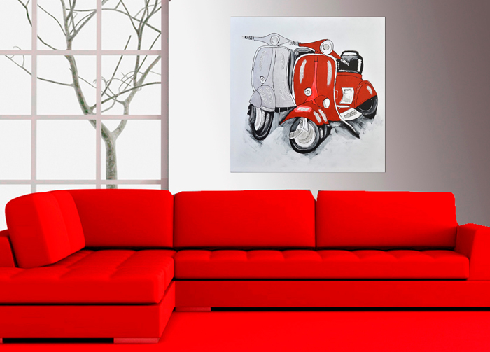 Tableau scooters rouge et grise