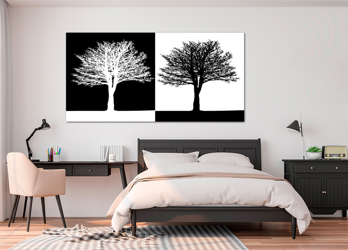 Tableau arbres blanc et noir