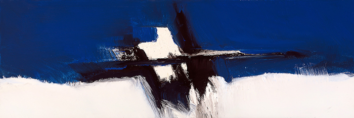 Tableau abstrait bleu et blanc