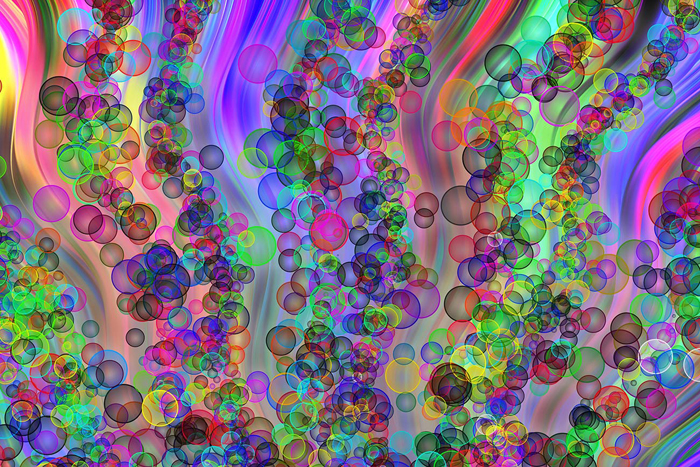 Tableau abstrait bulles couleurées