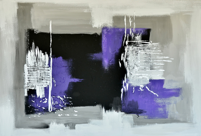 Tableau abstrait violet noir