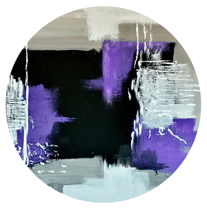 Tableau abstrait violet ronde