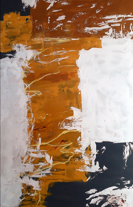 Tableau abstrait ocre
