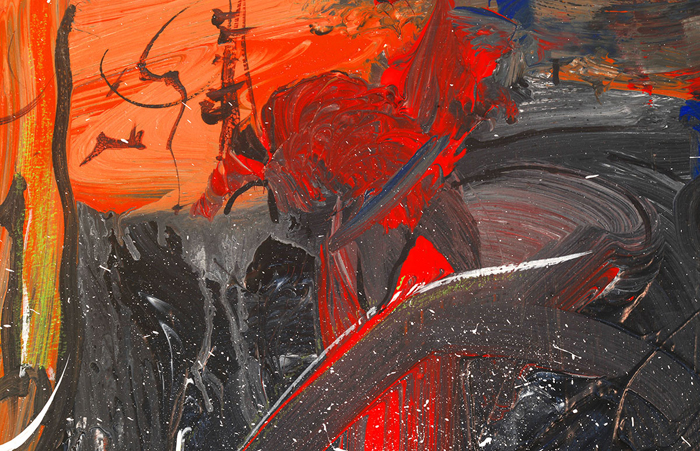 Tableau abstrait rouge et grise