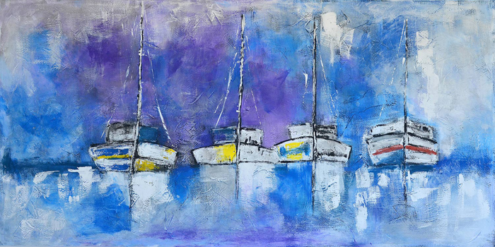 Tableau bateaux en bleu
