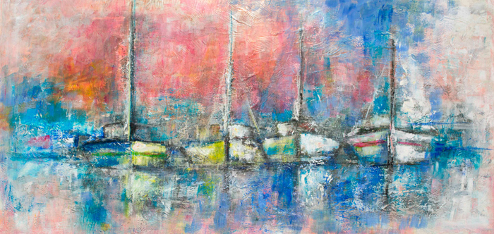 Tableau bateaux au port