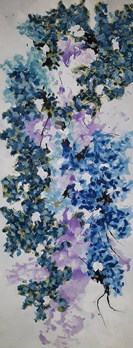 Tableau fleurs violette et bleu