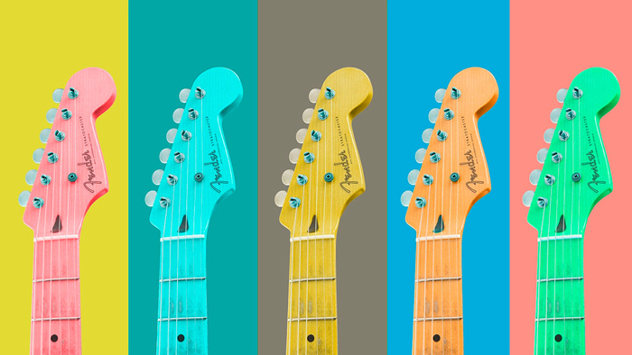 Tableau guitare colorée