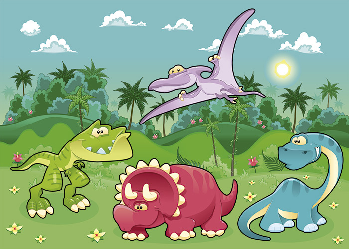 Tableau d'enfants dinosaurivières
