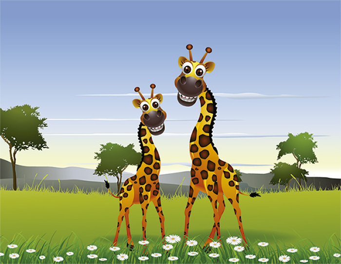 Tableau d'enfants girafes