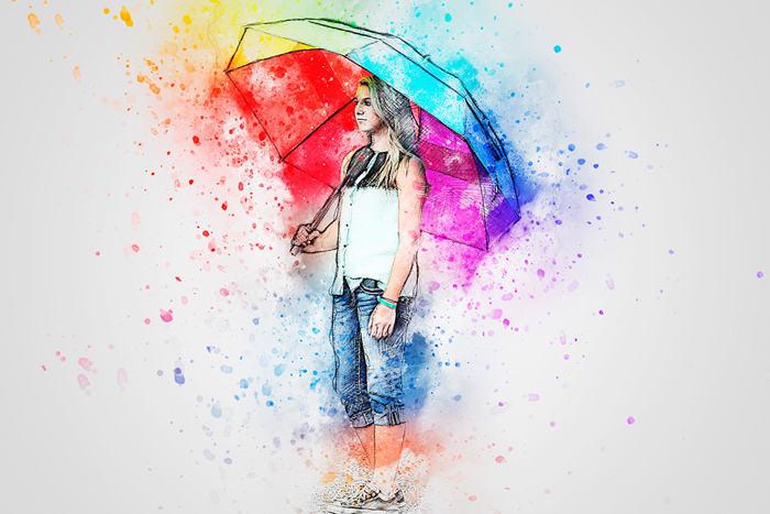 Tableau pluie de couleurs