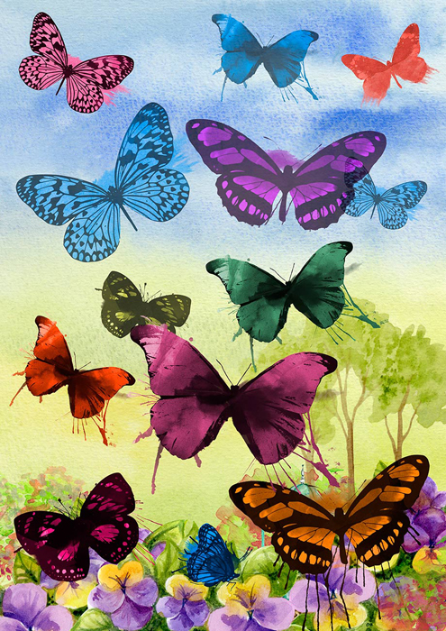 Tableau Papillons en el champ