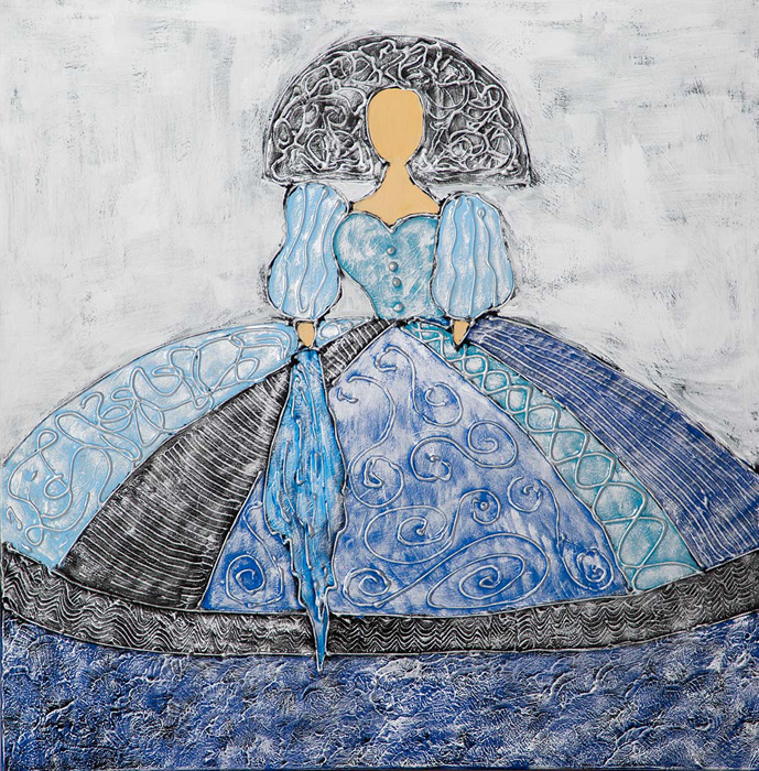 Tableau Ménine bleu écharpe