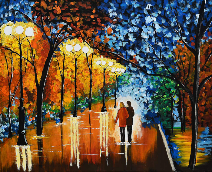 Tableau couple en promenade