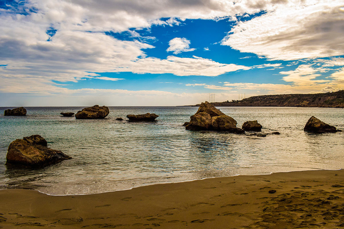 Tableau plage sableet roches