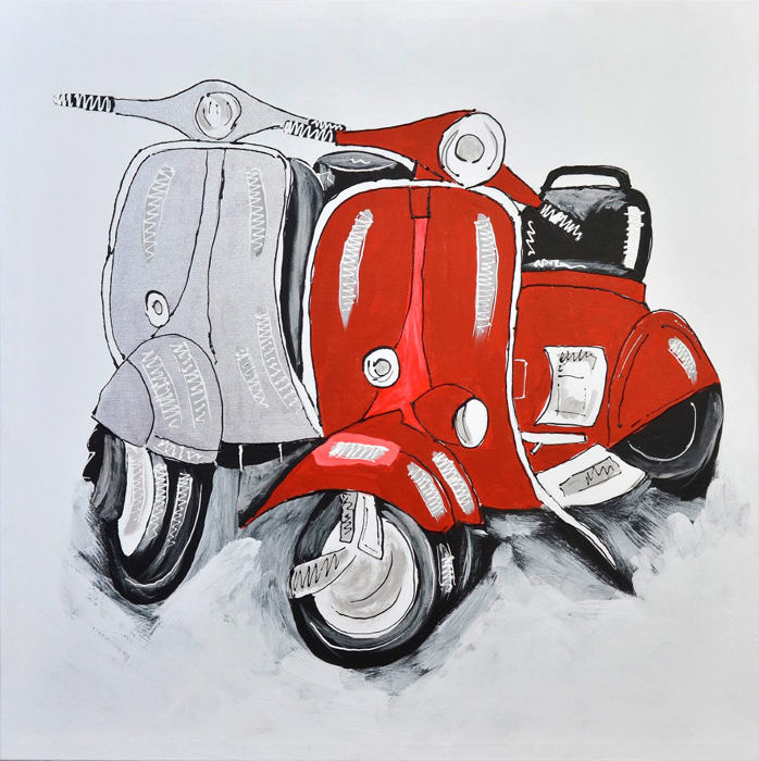 Tableau scooters rouge et grise
